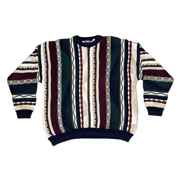 Vintage 90s Divots Coogi Style 3D Knit Crewneck Sweater - Picture 1 of 5